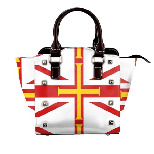 BOXILTD Flag of Guernsey Islands Studded Handbag for Women - Women's Large Crossbody Bag Leather Handbag Suitable for Daily Travel, Black BOXILTD Flag of Guernsey Islands Studded Handbag for Women - Women's Large Crossbody Bag Leather Handbag Suitable for Daily Travel, Black von BOXILTD