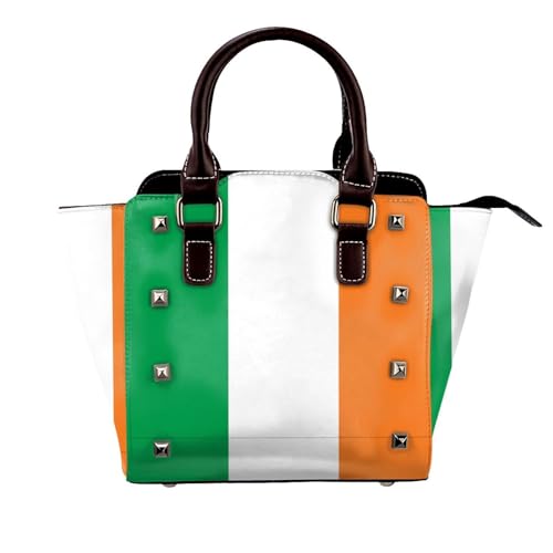 BOXILTD Flag of Irish Studded Handtasche für Frauen - Damen Große Crossbody Tasche Leder Handtasche Geeignet für Tägliche Reisen Schwarz von BOXILTD