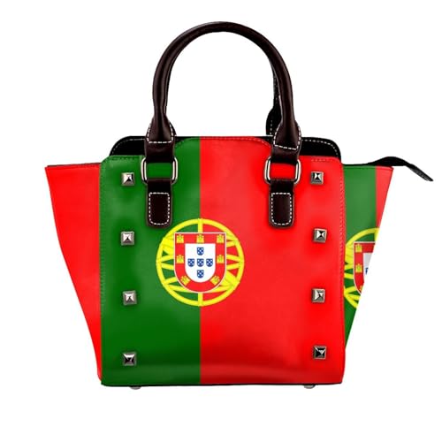 BOXILTD Flag of Portugal Nieten Handtasche für Frauen - Damen Große Crossbody Tasche Leder Handtasche Geeignet für Tägliche Reisen Schwarz BOXILTD Flag of Portugal Nieten Handtasche für Frauen - Damen Große Crossbody Tasche Leder Handtasche Geeignet für Tägliche Reisen Schwarz von BOXILTD