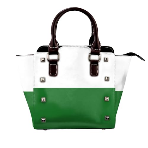 BOXILTD Flagge Sachsen Nieten Handtasche für Frauen - Damen Große Crossbody Tasche Leder Handtasche Geeignet für Tägliche Reisen, Schwarz BOXILTD Flagge Sachsen Nieten Handtasche für Frauen - Damen Große Crossbody Tasche Leder Handtasche Geeignet für Tägliche Reisen, Schwarz von BOXILTD