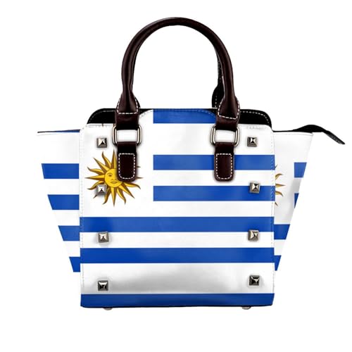 BOXILTD Flagge von Uruguay Nieten Handtasche für Frauen - Damen Große Crossbody Tasche Leder Handtasche Geeignet für tägliche Reisen, Schwarz BOXILTD Flagge von Uruguay Nieten Handtasche für Frauen - Damen Große Crossbody Tasche Leder Handtasche Geeignet für tägliche Reisen, Schwarz von BOXILTD