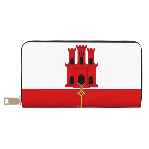 BOXILTD Geldbörse aus Leder mit Flagge von Hessen für Damen und Herren, langer Reißverschluss, großes Fassungsvermögen, Kreditkartenhalter, Reisegepäck, Flagge von Gibraltar, One Size BOXILTD Geldbörse aus Leder mit Flagge von Hessen für Damen und Herren, langer Reißverschluss, großes Fassungsvermögen, Kreditkartenhalter, Reisegepäck, Flagge von Gibraltar, One Size von BOXILTD