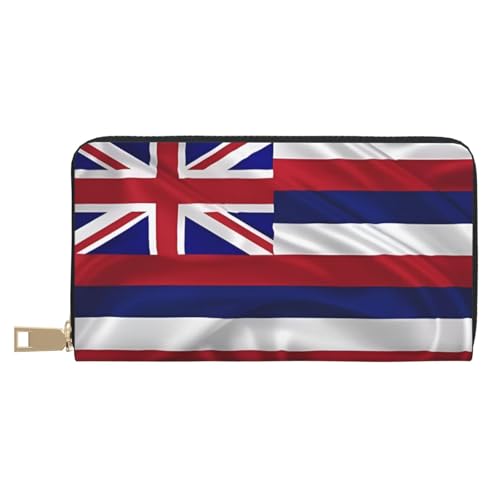 BOXILTD Geldbörse aus Leder mit Flagge von Hessen für Damen und Herren, langer Reißverschluss, großes Fassungsvermögen, Kreditkartenhalter, Reisegepäck, Flagge von Hawaii, Amerikanische Flagge BOXILTD Geldbörse aus Leder mit Flagge von Hessen für Damen und Herren, langer Reißverschluss, großes Fassungsvermögen, Kreditkartenhalter, Reisegepäck, Flagge von Hawaii, Amerikanische Flagge von BOXILTD