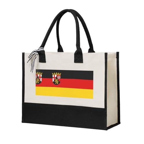 BOXILTD Große Canvas-Tragetasche mit friesischer Flagge – Damen-Geldbörse, Umhängetasche, vielseitige Canvas-Tragetasche für den täglichen Gebrauch, Flagge des Landes Rheinland-Pfälz, Einheitsgröße BOXILTD Große Canvas-Tragetasche mit friesischer Flagge – Damen-Geldbörse, Umhängetasche, vielseitige Canvas-Tragetasche für den täglichen Gebrauch, Flagge des Landes Rheinland-Pfälz, Einheitsgröße von BOXILTD