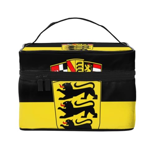 BOXILTD Große Kosmetiktasche für Damen, Motiv: Flagge der Türkei, Reise-Make-up-Tasche für Zuhause, Fitnessstudio und lange Reisen, Schwarz, Flagge des Landes Baden-Württemberg, Einheitsgröße BOXILTD Große Kosmetiktasche für Damen, Motiv: Flagge der Türkei, Reise-Make-up-Tasche für Zuhause, Fitnessstudio und lange Reisen, Schwarz, Flagge des Landes Baden-Württemberg, Einheitsgröße von BOXILTD