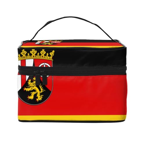 BOXILTD Große Kosmetiktasche für Damen, Motiv: Flagge der Türkei, Reise-Make-up-Tasche für Zuhause, Fitnessstudio und lange Reisen, Schwarz, Flagge des Landes Rheinland-Pfalz, Einheitsgröße BOXILTD Große Kosmetiktasche für Damen, Motiv: Flagge der Türkei, Reise-Make-up-Tasche für Zuhause, Fitnessstudio und lange Reisen, Schwarz, Flagge des Landes Rheinland-Pfalz, Einheitsgröße von BOXILTD