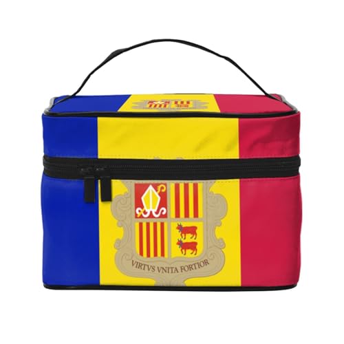 BOXILTD Große Kosmetiktasche für Damen, Motiv: Flagge von Irland, Reise-Make-up-Tasche für Zuhause, Fitnessstudio und lange Reisen, Schwarz, Flagge von Andorra, Einheitsgröße von BOXILTD