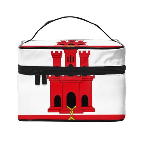 BOXILTD Große Kosmetiktasche für Damen, Motiv: Flagge von Irland, Reise-Make-up-Tasche für Zuhause, Fitnessstudio und lange Reisen, Schwarz, Flagge von Gibraltar, Einheitsgröße BOXILTD Große Kosmetiktasche für Damen, Motiv: Flagge von Irland, Reise-Make-up-Tasche für Zuhause, Fitnessstudio und lange Reisen, Schwarz, Flagge von Gibraltar, Einheitsgröße von BOXILTD