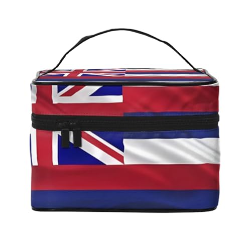 BOXILTD Große Kosmetiktasche für Damen, Motiv: Flagge von Irland, Reise-Make-up-Tasche für Zuhause, Fitnessstudio und lange Reisen, Schwarz, Flagge von Hawaii, Amerikanisch, Einheitsgröße BOXILTD Große Kosmetiktasche für Damen, Motiv: Flagge von Irland, Reise-Make-up-Tasche für Zuhause, Fitnessstudio und lange Reisen, Schwarz, Flagge von Hawaii, Amerikanisch, Einheitsgröße von BOXILTD