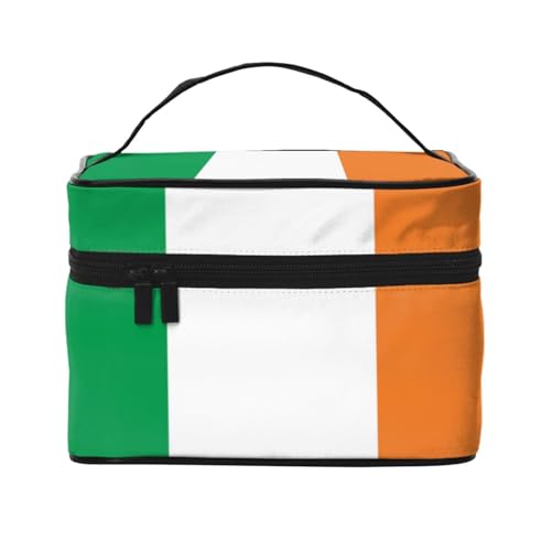 BOXILTD Große Kosmetiktasche für Damen, Motiv: Flagge von Irland, Reise-Make-up-Tasche für Zuhause, Fitnessstudio und lange Reisen, Schwarz, Flagge von Irisch, Einheitsgröße von BOXILTD