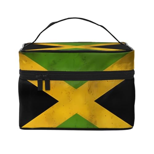 BOXILTD Große Kosmetiktasche für Damen, Motiv: Saarlandflaggen, Reise-Make-up-Tasche für Zuhause, Fitnessstudio und lange Reisen, Schwarz, Alte jamaikanische Flagge, Einheitsgröße von BOXILTD