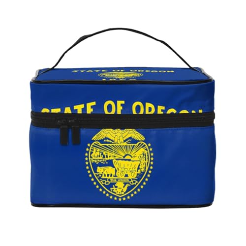 BOXILTD Große Kosmetiktasche für Damen, Motiv: Saarlandflaggen, Reise-Make-up-Tasche für Zuhause, Fitnessstudio und lange Reisen, Schwarz, Flagge des Bundesstaates Oregon, Einheitsgröße BOXILTD Große Kosmetiktasche für Damen, Motiv: Saarlandflaggen, Reise-Make-up-Tasche für Zuhause, Fitnessstudio und lange Reisen, Schwarz, Flagge des Bundesstaates Oregon, Einheitsgröße von BOXILTD