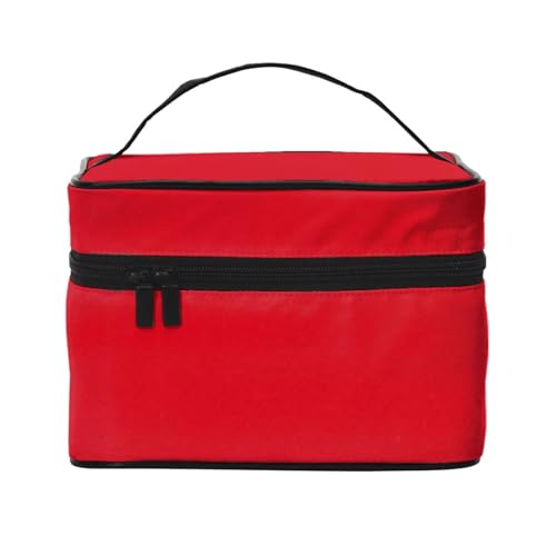 BOXILTD Große Kosmetiktasche für Damen, Motiv: Saarlandflaggen, Reise-Make-up-Tasche für Zuhause, Fitnessstudio und lange Reisen, Schwarz, Reinrot, Einheitsgröße von BOXILTD