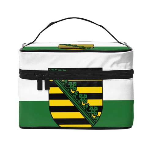 BOXILTD Große Kosmetiktasche für Damen, Motiv: South Carolina Flagge, Reise-Make-up-Tasche für Zuhause, Fitnessstudio und lange Reisen, Schwarz, Flagge Sachsen, Einheitsgröße BOXILTD Große Kosmetiktasche für Damen, Motiv: South Carolina Flagge, Reise-Make-up-Tasche für Zuhause, Fitnessstudio und lange Reisen, Schwarz, Flagge Sachsen, Einheitsgröße von BOXILTD