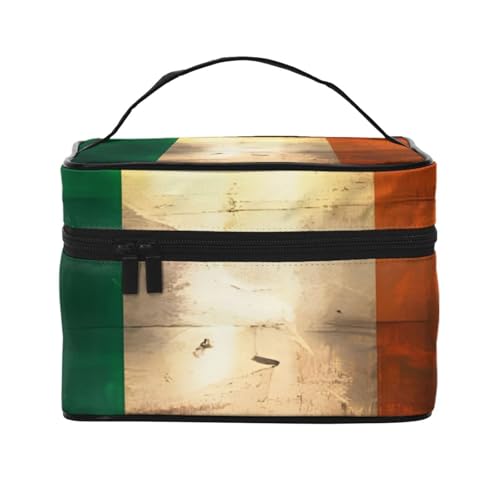 BOXILTD Große Kosmetiktasche für Damen, Motiv: South Carolina Flagge, Reise-Make-up-Tasche für Zuhause, Fitnessstudio und lange Reisen, Schwarz, Irische Retro-Flagge, Einheitsgröße von BOXILTD
