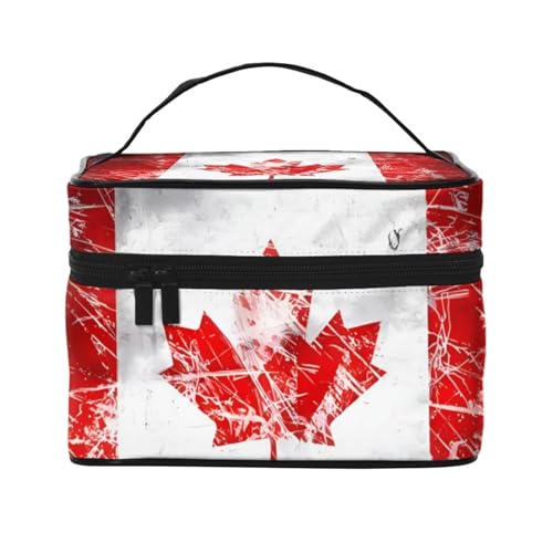 BOXILTD Große Kosmetiktasche für Damen, Motiv: South Carolina Flagge, Reise-Make-up-Tasche für Zuhause, Fitnessstudio und lange Reisen, Schwarz, Retro-Flagge von Kanada, Einheitsgröße BOXILTD Große Kosmetiktasche für Damen, Motiv: South Carolina Flagge, Reise-Make-up-Tasche für Zuhause, Fitnessstudio und lange Reisen, Schwarz, Retro-Flagge von Kanada, Einheitsgröße von BOXILTD