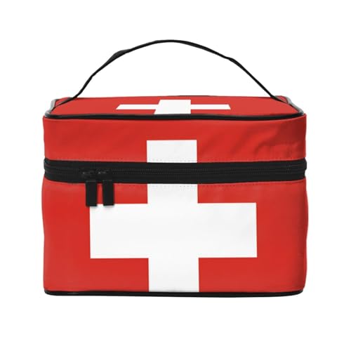 BOXILTD Große Kosmetiktasche mit Thüringen-Flagge für Damen, Reise-Make-up-Tasche für Zuhause, Fitnessstudio und lange Reisen, Schwarz, Schweizer Flagge, Einheitsgröße BOXILTD Große Kosmetiktasche mit Thüringen-Flagge für Damen, Reise-Make-up-Tasche für Zuhause, Fitnessstudio und lange Reisen, Schwarz, Schweizer Flagge, Einheitsgröße von BOXILTD