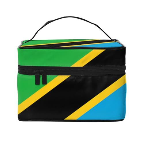 BOXILTD Große Kosmetiktasche mit Thüringen-Flagge für Damen, Reise-Make-up-Tasche für Zuhause, Fitnessstudio und lange Reisen, Schwarz, Tansania-Flagge, Einheitsgröße von BOXILTD