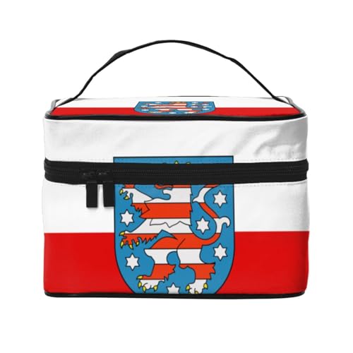 BOXILTD Große Kosmetiktasche mit Thüringen-Flagge für Damen, Reise-Make-up-Tasche für Zuhause, Fitnessstudio und lange Reisen, Schwarz, Thüringen-Flagge, Einheitsgröße BOXILTD Große Kosmetiktasche mit Thüringen-Flagge für Damen, Reise-Make-up-Tasche für Zuhause, Fitnessstudio und lange Reisen, Schwarz, Thüringen-Flagge, Einheitsgröße von BOXILTD