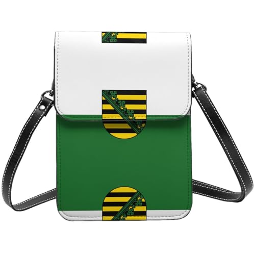 BOXILTD Kleine Umhängetasche für Damen mit Sachsenflagge, Mini-Handtasche mit Kreditkartenfächern, Handygeldbörse, Schwarz BOXILTD Kleine Umhängetasche für Damen mit Sachsenflagge, Mini-Handtasche mit Kreditkartenfächern, Handygeldbörse, Schwarz von BOXILTD