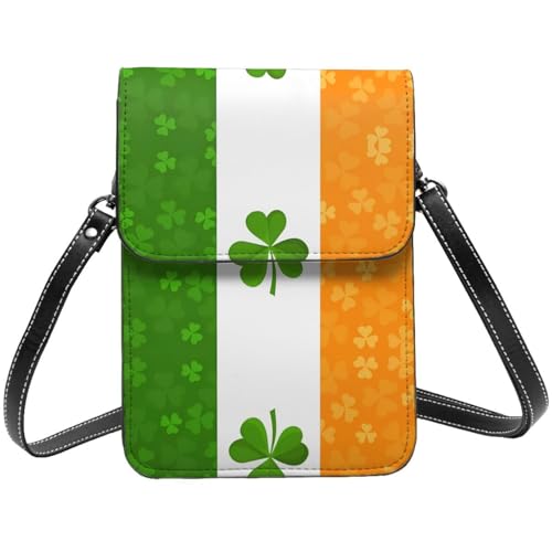 BOXILTD Kleine Umhängetasche mit irischer Flagge für Damen, Mini-Handtasche mit Kreditkartenfächern, Handygeldbörse, Schwarz von BOXILTD
