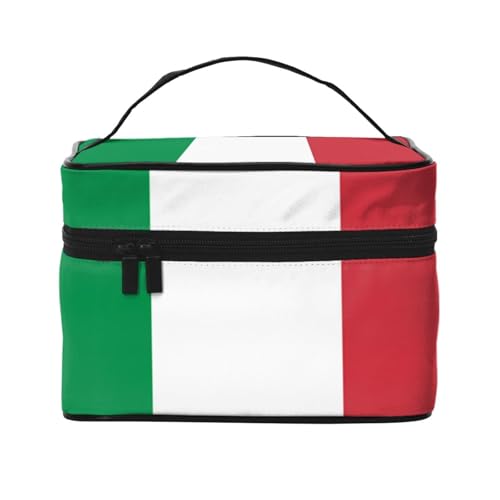 BOXILTD Ohio Kosmetiktasche mit Staatsflagge, große Kosmetiktasche für Damen, Reise-Make-up-Tasche für Zuhause, Fitnessstudio und lange Reisen, Schwarz, Italien-Flagge, Einheitsgröße von BOXILTD