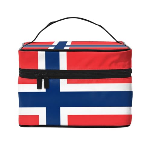 BOXILTD Ohio Kosmetiktasche mit Staatsflagge, große Kosmetiktasche für Damen, Reise-Make-up-Tasche für Zuhause, Fitnessstudio und lange Reisen, Schwarz, Norwegische Flagge, Einheitsgröße von BOXILTD