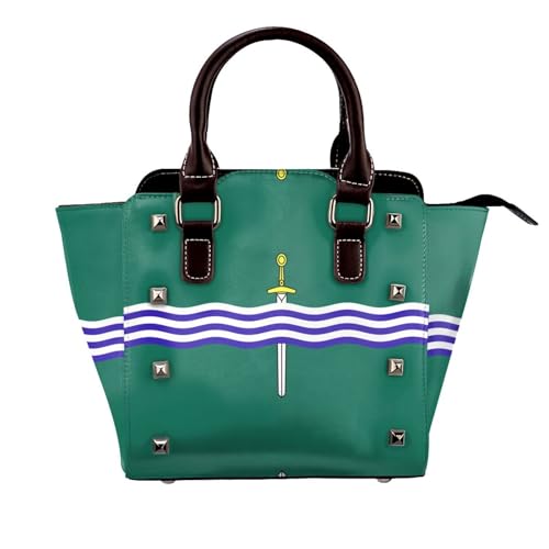 BOXILTD Peterborough Flag Nieten Handtasche für Frauen - Damen Große Crossbody Tasche Leder Handtasche Geeignet für tägliche Reisen, Schwarz BOXILTD Peterborough Flag Nieten Handtasche für Frauen - Damen Große Crossbody Tasche Leder Handtasche Geeignet für tägliche Reisen, Schwarz von BOXILTD