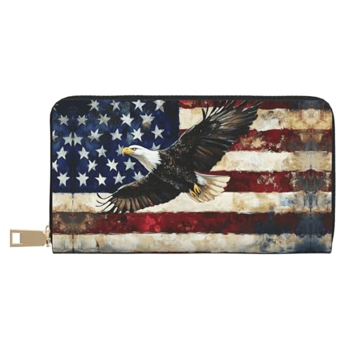 BOXILTD Soaring Eagle Geldbörse aus Leder für Damen und Herren – lange Geldbörse mit Reißverschluss, großes Fassungsvermögen, Kreditkartenhalter, Reisegepäck, American Eagle, Einheitsgröße BOXILTD Soaring Eagle Geldbörse aus Leder für Damen und Herren – lange Geldbörse mit Reißverschluss, großes Fassungsvermögen, Kreditkartenhalter, Reisegepäck, American Eagle, Einheitsgröße von BOXILTD