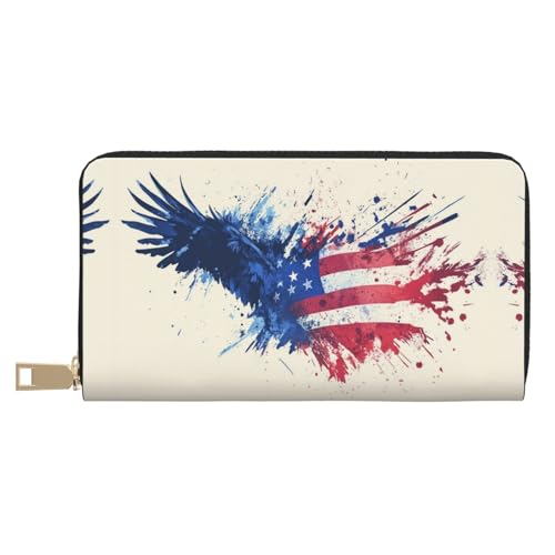 BOXILTD Soaring Eagle Geldbörse aus Leder für Damen und Herren – lange Geldbörse mit Reißverschluss, großes Fassungsvermögen, Kreditkartenhalter, Reisegepäck, Flagge Adler, Einheitsgröße BOXILTD Soaring Eagle Geldbörse aus Leder für Damen und Herren – lange Geldbörse mit Reißverschluss, großes Fassungsvermögen, Kreditkartenhalter, Reisegepäck, Flagge Adler, Einheitsgröße von BOXILTD
