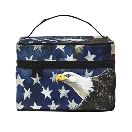BOXILTD Soaring Eagle Große Kosmetiktasche für Frauen – Reise-Make-up-Tasche für Zuhause, Fitnessstudio und lange Reisen, Schwarz, American Eagle, Einheitsgröße von BOXILTD