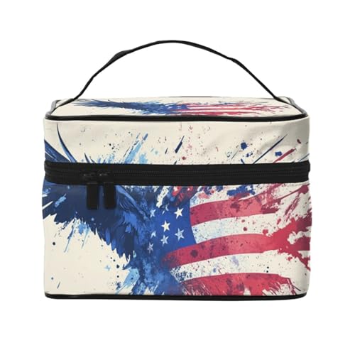 BOXILTD Soaring Eagle Große Kosmetiktasche für Frauen – Reise-Make-up-Tasche für Zuhause, Fitnessstudio und lange Reisen, Schwarz, Flagge Adler, Einheitsgröße BOXILTD Soaring Eagle Große Kosmetiktasche für Frauen – Reise-Make-up-Tasche für Zuhause, Fitnessstudio und lange Reisen, Schwarz, Flagge Adler, Einheitsgröße von BOXILTD