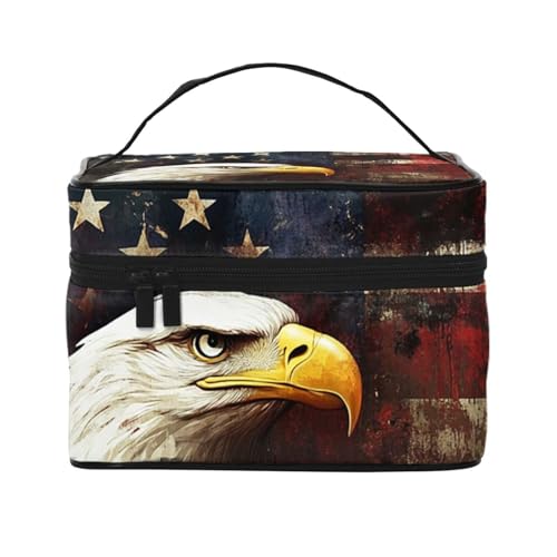BOXILTD Soaring Eagle Große Kosmetiktasche für Frauen – Reise-Make-up-Tasche für Zuhause, Fitnessstudio und lange Reisen, Schwarz, Nordamerikanischer Adler, Einheitsgröße von BOXILTD