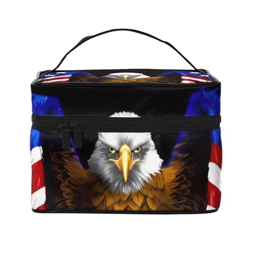 BOXILTD Soaring Eagle Große Kosmetiktasche für Frauen – Reise-Make-up-Tasche für Zuhause, Fitnessstudio und lange Reisen, Schwarz, USA-Flagge, Patriotischer Adler, Einheitsgröße BOXILTD Soaring Eagle Große Kosmetiktasche für Frauen – Reise-Make-up-Tasche für Zuhause, Fitnessstudio und lange Reisen, Schwarz, USA-Flagge, Patriotischer Adler, Einheitsgröße von BOXILTD