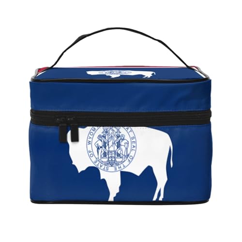 BOXILTD Soaring Eagle Große Kosmetiktasche für Frauen – Reise-Make-up-Tasche für Zuhause, Fitnessstudio und lange Reisen, Schwarz, Wyoming-Staatsflagge, Einheitsgröße BOXILTD Soaring Eagle Große Kosmetiktasche für Frauen – Reise-Make-up-Tasche für Zuhause, Fitnessstudio und lange Reisen, Schwarz, Wyoming-Staatsflagge, Einheitsgröße von BOXILTD