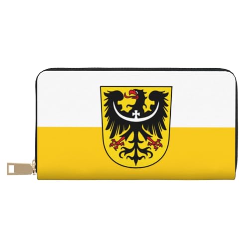 BOXILTD South Carolina Geldbörse aus Leder für Damen und Herren, langer Reißverschluss, großes Fassungsvermögen, Kreditkartenhalter, Reisegepäck, Schlesische Flagge, One Size BOXILTD South Carolina Geldbörse aus Leder für Damen und Herren, langer Reißverschluss, großes Fassungsvermögen, Kreditkartenhalter, Reisegepäck, Schlesische Flagge, One Size von BOXILTD