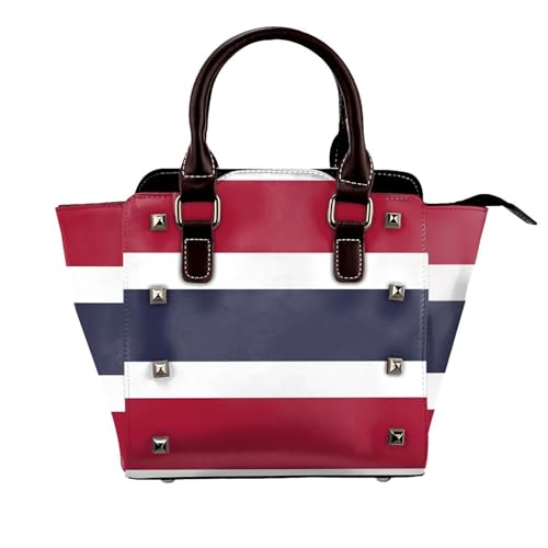 BOXILTD Thailand Flag Studded Handbag for Women - Women's Large Crossbody Bag Leather Handbag Suitable for Daily Travel, Black BOXILTD Thailand Flag Studded Handbag for Women - Women's Large Crossbody Bag Leather Handbag Suitable for Daily Travel, Black von BOXILTD