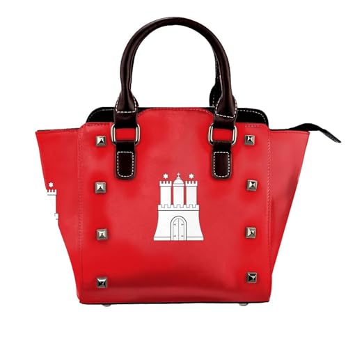 BOXILTD The Hamburg Flag Studded Handbag for Women - Women's Large Crossbody Bag Leather Handbag Suitable for Daily Travel, Black BOXILTD The Hamburg Flag Studded Handbag for Women - Women's Large Crossbody Bag Leather Handbag Suitable for Daily Travel, Black von BOXILTD