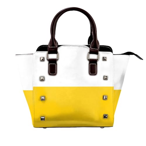 BOXILTD The Schlesische Flagge Nieten Handtasche für Damen - Große Umhängetasche Leder Handtasche geeignet für tägliche Reisen, Schwarz BOXILTD The Schlesische Flagge Nieten Handtasche für Damen - Große Umhängetasche Leder Handtasche geeignet für tägliche Reisen, Schwarz von BOXILTD