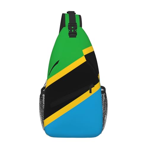 BOXILTD Umhängetasche mit West Virginia-Flagge, für Damen und Herren, Rucksack, Schultertasche, Reisen, Wandern, Brusttasche, Arbeit und Reisen, Tansania-Flagge, Einheitsgröße von BOXILTD