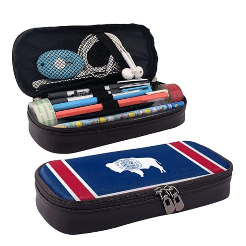 BOXILTD Wyoming Federmäppchen aus Leder mit Staatsflagge, Mehrzweck-Federmäppchen mit Reißverschluss, ein niedlicher Stifthalter, geeignet für die Arbeit BOXILTD Wyoming Federmäppchen aus Leder mit Staatsflagge, Mehrzweck-Federmäppchen mit Reißverschluss, ein niedlicher Stifthalter, geeignet für die Arbeit von BOXILTD