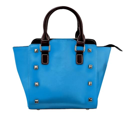 Damen-Handtasche mit Nieten, Naturblau, groß, Umhängetasche, Leder, geeignet für den täglichen Gebrauch, Schwarz Damen-Handtasche mit Nieten, Naturblau, groß, Umhängetasche, Leder, geeignet für den täglichen Gebrauch, Schwarz von BOXILTD
