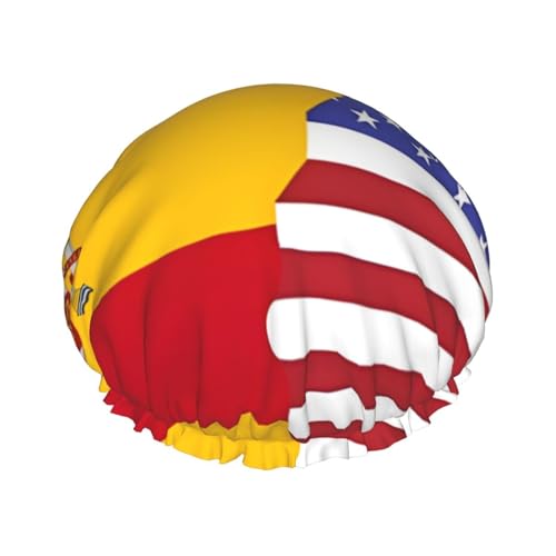 Duschhauben mit amerikanischer Spanien-Flagge für Frauen, wiederverwendbare Duschhaube, perfekte Duschhauben für langes Haar und den täglichen Gebrauch Duschhauben mit amerikanischer Spanien-Flagge für Frauen, wiederverwendbare Duschhaube, perfekte Duschhauben für langes Haar und den täglichen Gebrauch von BOXILTD