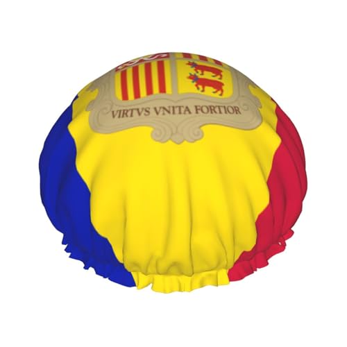 Flagge von Andorra Duschhauben für Frauen, wiederverwendbare Duschhaube, perfekte Duschhauben für langes Haar und den täglichen Gebrauch Flagge von Andorra Duschhauben für Frauen, wiederverwendbare Duschhaube, perfekte Duschhauben für langes Haar und den täglichen Gebrauch von BOXILTD