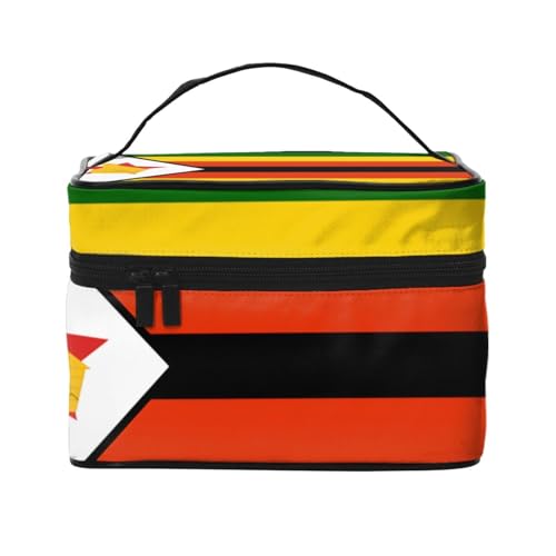 Große Kosmetiktasche für Damen, Reise-Make-up-Tasche für Zuhause, Fitnessstudio und lange Reisen, Hellblau, Flagge von Simbabwe, Einheitsgröße Große Kosmetiktasche für Damen, Reise-Make-up-Tasche für Zuhause, Fitnessstudio und lange Reisen, Hellblau, Flagge von Simbabwe, Einheitsgröße von BOXILTD
