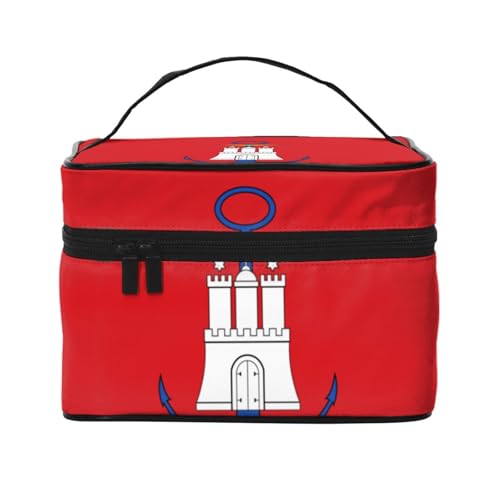 Große Kosmetiktasche für Damen, Reise-Make-up-Tasche für Zuhause, Fitnessstudio und lange Reisen, Hellblau, Hamburger Flagge, Einheitsgröße Große Kosmetiktasche für Damen, Reise-Make-up-Tasche für Zuhause, Fitnessstudio und lange Reisen, Hellblau, Hamburger Flagge, Einheitsgröße von BOXILTD