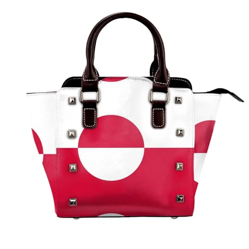 Hellblaue Handtasche mit Nieten für Damen, große Umhängetasche, Leder, geeignet für den täglichen Gebrauch, Schwarz, Flagge Grönlands, Einheitsgröße Hellblaue Handtasche mit Nieten für Damen, große Umhängetasche, Leder, geeignet für den täglichen Gebrauch, Schwarz, Flagge Grönlands, Einheitsgröße von BOXILTD