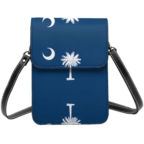 Kleine Umhängetasche für Damen, Motiv: South Carolina Flagge, Mini-Handtasche mit Kreditkartenfächern, Handygeldbörse, Schwarz Kleine Umhängetasche für Damen, Motiv: South Carolina Flagge, Mini-Handtasche mit Kreditkartenfächern, Handygeldbörse, Schwarz von BOXILTD