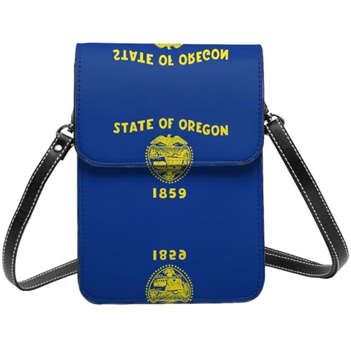 Oregon Kleine Umhängetasche für Damen mit Staatsflagge, Mini-Handtasche mit Kreditkartenfächern, Handygeldbörse, Schwarz Oregon Kleine Umhängetasche für Damen mit Staatsflagge, Mini-Handtasche mit Kreditkartenfächern, Handygeldbörse, Schwarz von BOXILTD