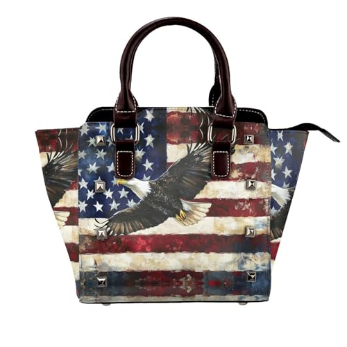 Soaring Eagle Nieten Handtasche für Frauen - Damen Große Crossbody Tasche Leder Handtasche Geeignet für Tägliche Reisen, Schwarz, American Eagle, Einheitsgröße Soaring Eagle Nieten Handtasche für Frauen - Damen Große Crossbody Tasche Leder Handtasche Geeignet für Tägliche Reisen, Schwarz, American Eagle, Einheitsgröße von BOXILTD